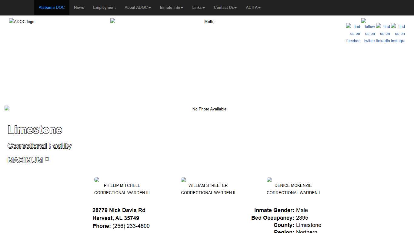 - Alabama Dept of Corrections